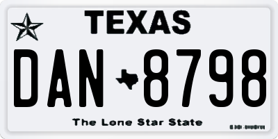 TX license plate DAN8798