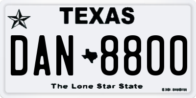 TX license plate DAN8800
