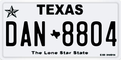 TX license plate DAN8804