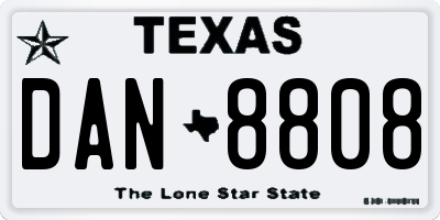 TX license plate DAN8808
