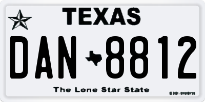TX license plate DAN8812