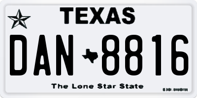 TX license plate DAN8816