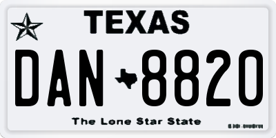 TX license plate DAN8820