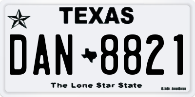 TX license plate DAN8821