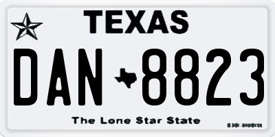 TX license plate DAN8823