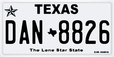 TX license plate DAN8826
