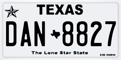TX license plate DAN8827