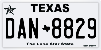 TX license plate DAN8829