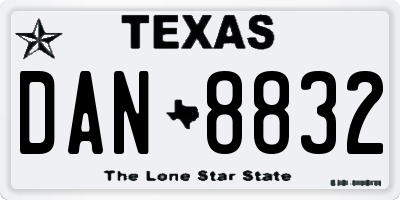 TX license plate DAN8832