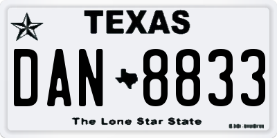TX license plate DAN8833