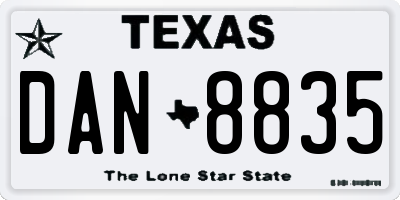 TX license plate DAN8835