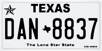 TX license plate DAN8837