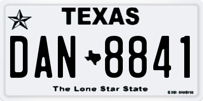TX license plate DAN8841