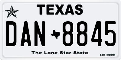 TX license plate DAN8845
