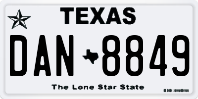 TX license plate DAN8849