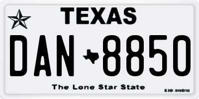TX license plate DAN8850