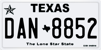 TX license plate DAN8852