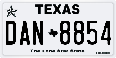 TX license plate DAN8854