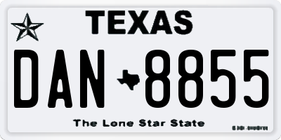 TX license plate DAN8855