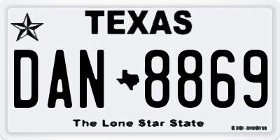 TX license plate DAN8869
