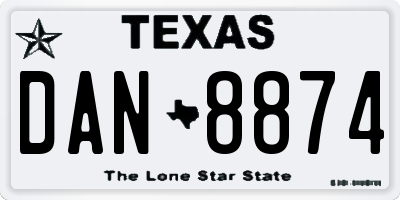 TX license plate DAN8874