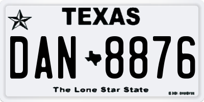 TX license plate DAN8876