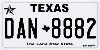 TX license plate DAN8882