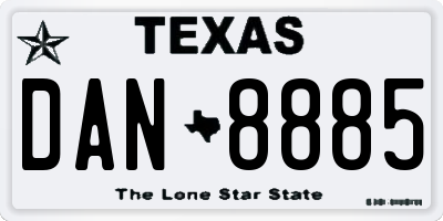 TX license plate DAN8885