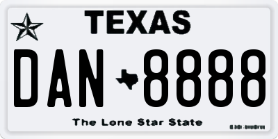 TX license plate DAN8888