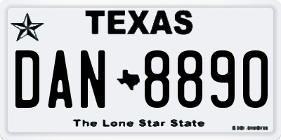 TX license plate DAN8890