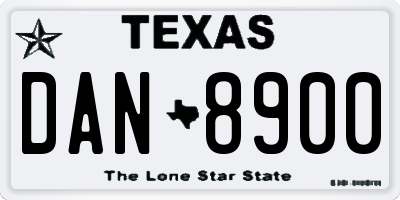 TX license plate DAN8900