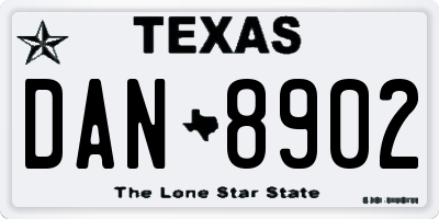 TX license plate DAN8902
