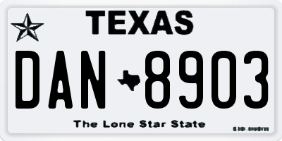 TX license plate DAN8903