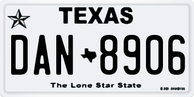 TX license plate DAN8906