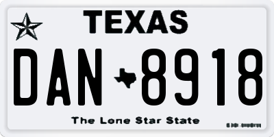 TX license plate DAN8918