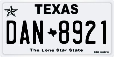 TX license plate DAN8921