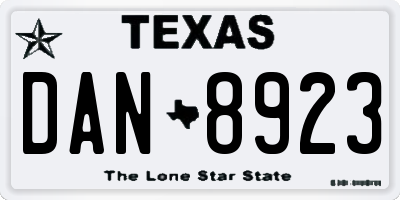 TX license plate DAN8923