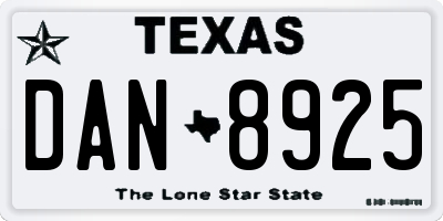 TX license plate DAN8925