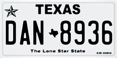 TX license plate DAN8936