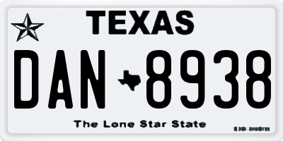 TX license plate DAN8938