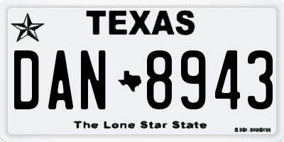 TX license plate DAN8943