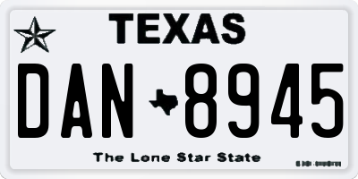 TX license plate DAN8945