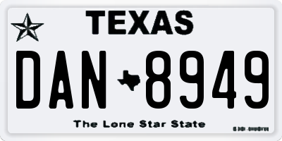 TX license plate DAN8949