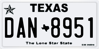 TX license plate DAN8951