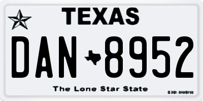 TX license plate DAN8952