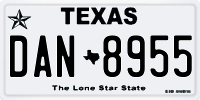 TX license plate DAN8955