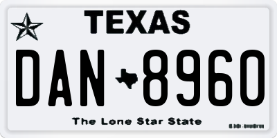 TX license plate DAN8960