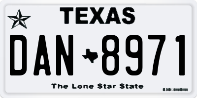 TX license plate DAN8971