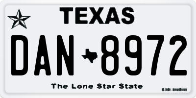 TX license plate DAN8972