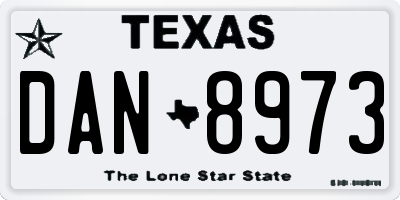 TX license plate DAN8973